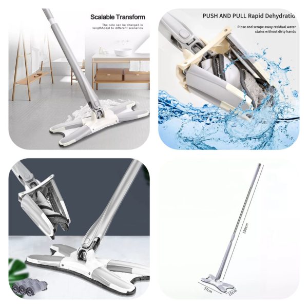 X Mop Manual Extrusion - Hand-free Flat Squeeze Mop